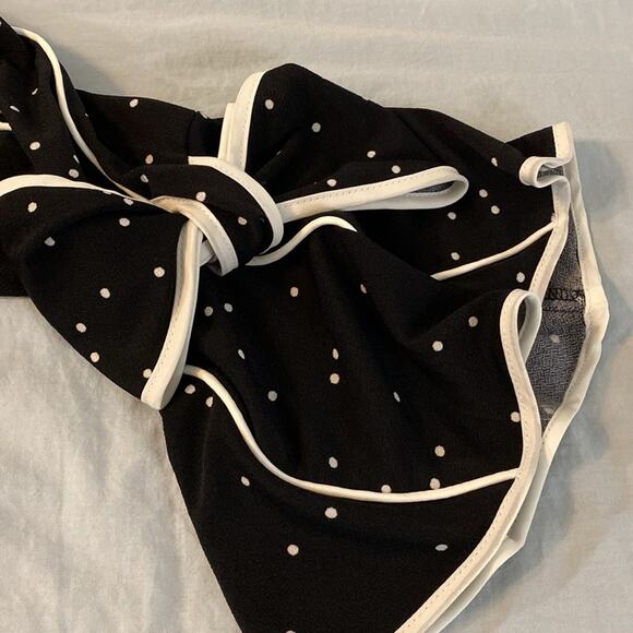 Gabby Skye Black and White Polka Dot Bow Sleeve Sheath Dress Size 16 - Picture 6 of 11